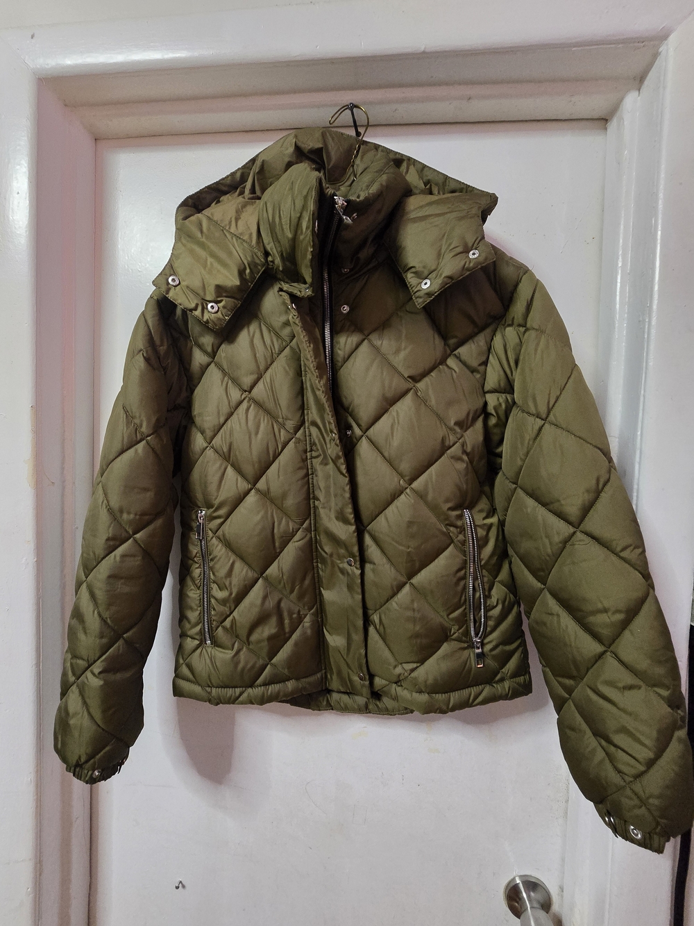 Mango Olive Green Quilted Puffer Jacket for Kids